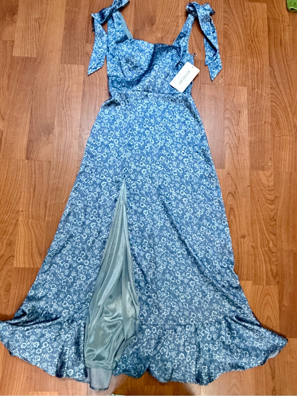 Revelry Blue Floral Tie-Strap Maxi Dress